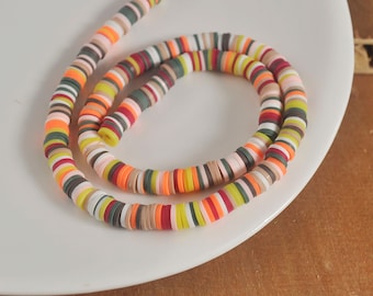 6mm vinyl Heishi beads,Mixed Color polymer clay beads, African vinyl beads, Polymer Clay DIY Making Jewelry Bead,Length 40cm--6-17#