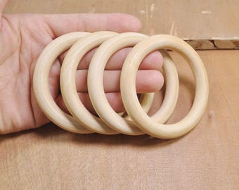 Anneaux en bois, 10pcs 73mm Anneaux en bois non finis Vente, cercles en bois, anneaux en bois naturel