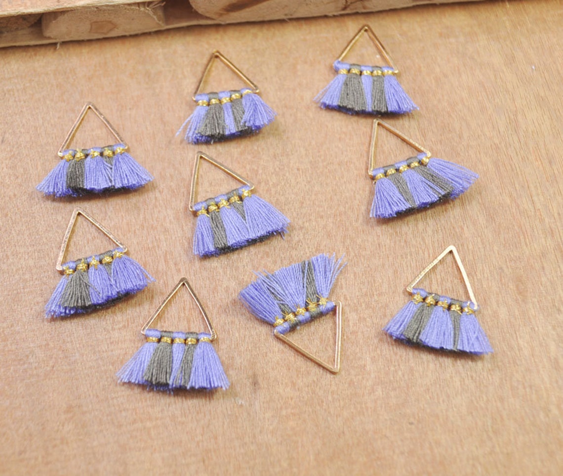1 Pair Small Triangle Tasselsmulti Color Tassel Earring Etsy