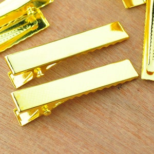 Hair clip,Gold hair clips,20PCS 41x7mm Gold flat metal hair alligator prong clip,Barrettes.