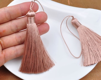 2pcs khaki silk tassel,82mm large tassels,hand made silk tassel,Necklace Tassel,thread tassel, Boho Tassels,Pillow Tassels