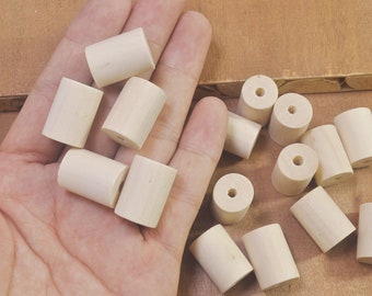 50 cuentas tubulares de madera - Cuentas de madera sin tratar - Cuentas redondas de madera - Cuentas de 20 mm de largo - Artesanías en madera