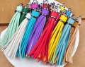 3.93" Large Tassel,1/3/5Pcs PU Leather Tassels,Tassel Pendant,GunBlack Cap Handmade Leather Thread Tassel,Tassel for handbag，Keychain tassel