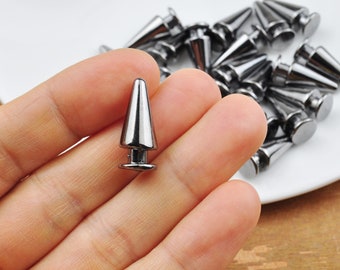 Colgantes CCB con forma de pincho - Juego de 50 piezas - Cuentas con forma de pincho, color negro plomo, sin níquel, sin agujeros, 22 x 9 mm