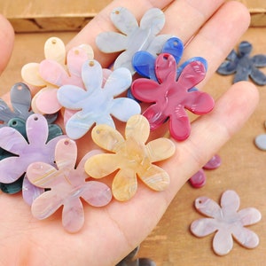 2-100Pcs Tortoise Shell Earrings,Acetate Flower Charms, Flower Shape pendant Earring findings,jewelry Making supply 36x30mm