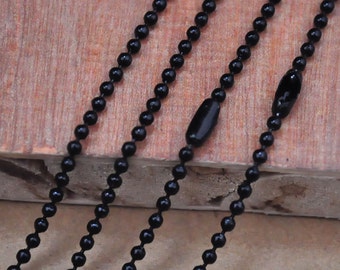 Black Ball Chain Necklaces with connectors.27.5 inch Long Chain 2.0 mm Ball Chains wholesale.