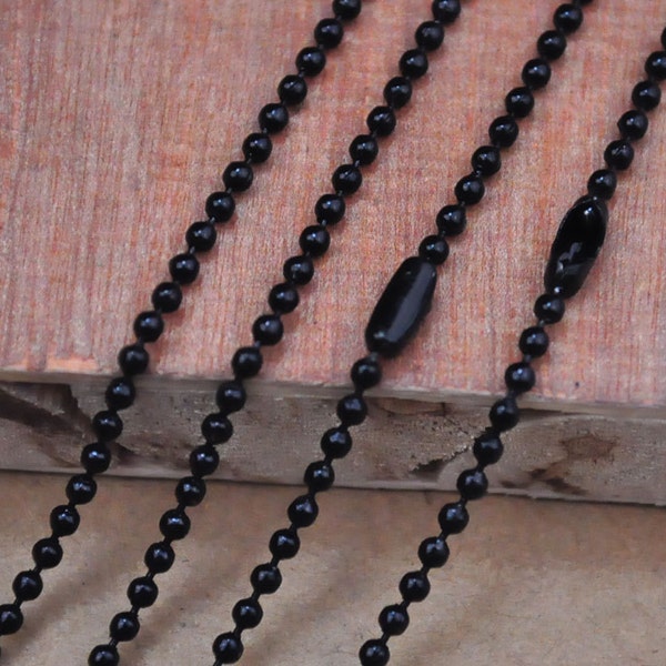 Black Ball Chain Necklaces with connectors.27.5 inch Long Chain 2.0 mm Ball Chains wholesale.