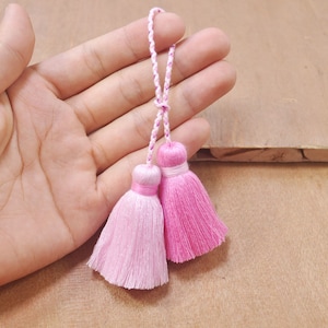 Tassels for Bag,2Pcs Small Cotton Tassel,for keyclasps,Deep Pink tassel,Light Pink tassel, Handmade Tassel,thick tassel-52mm-FF4#
