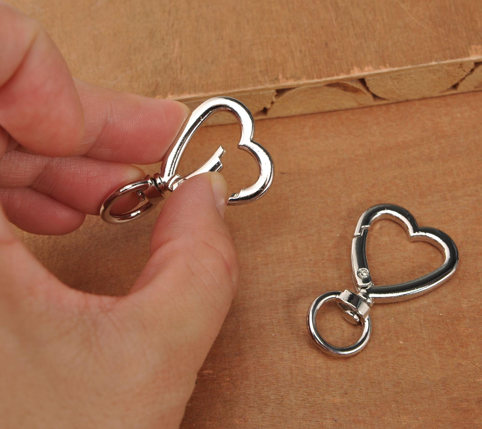 1-10pcs Large Heart Shape Lobster Clasp Key Ring for Keychain