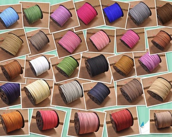 10Yards Flat Faux Suede Leather Cord,DIY Leather String Cord Supplies,Faux Suede Lace,bracelet cord,necklace cord,Vegan Suede Cord,53 colors