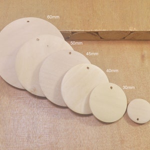 Round wood pendant,30Pcs 20/25/30/40/45/50/60mm Unfinished Wood Pendants,Natural Wood Pendant,Wood Earrings Pendants,Flat Round Wood Beads