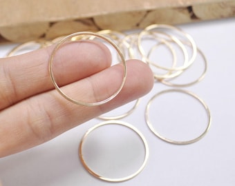 50pcs 30mm KC Gold Plated Circle Rings, Round Brass Cut Tube Circles Supplies, Circle Connectors,Simple Circles, Solid Brass Rings,(FF3692)