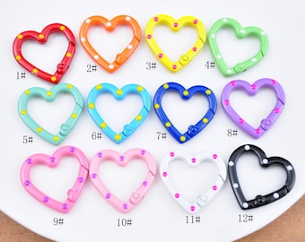 2-10Pcs Colorful Heart Push Clasp,Spot Heart Clasp Key Chain/key clasps,Enamel Lobster Clasp,Jewelry Clasps,Metal Clasps Making Supplies