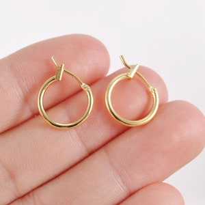 Real Gold Plated Earring,2-100Pcs 18k Gold Hoop Earrings,14mm Circle earring,Hypoallergenic Round Earring Hoop,Earring Wires,Jewelry Making
