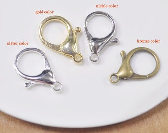 50Pcs Silver/Gold/Nickle/Brozne Color Alloy lobster clasps/key clasps,Large Chunky Lobster Clasp,Metal Clasps Making Supplies--34X23MM