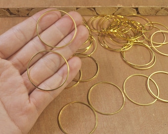 50pcs 35mm Gold Plated Circle Rings, Round Brass Cut Tube Circles Supplies, Circle Connectors,Simple Circles, Solid Brass Rings(FF5545#)