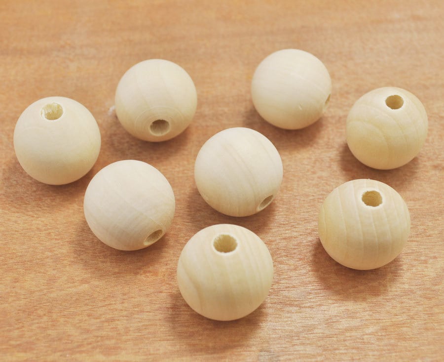 Large Round Wood Beads unfinished wood beads craft round Etsy