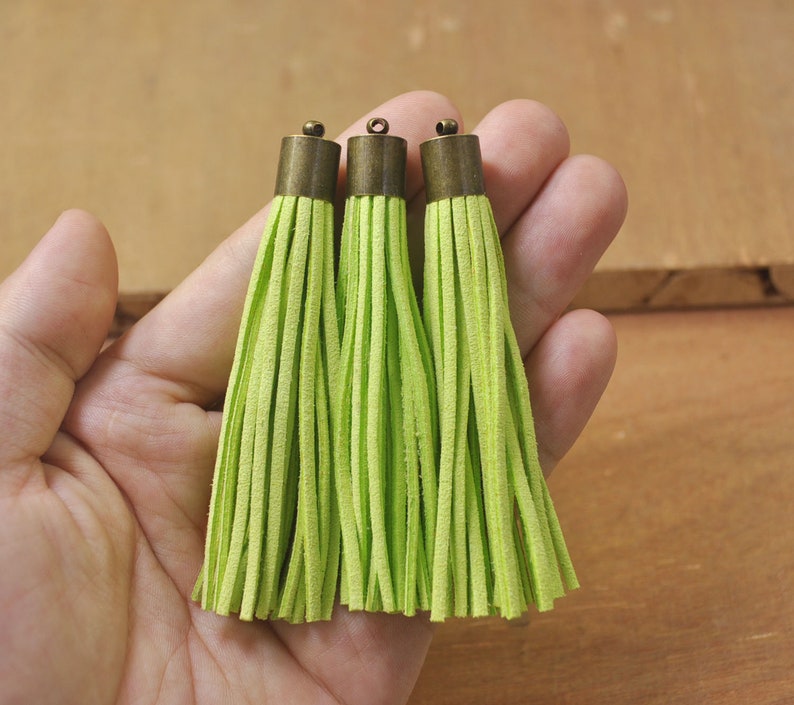 50 Pieces,Suede TASSEL,Neno Green Tassel,tassels for keychains,Faux Leather Tassel,large fringe tassels,DIY tassels,tassel charms,Wholesale