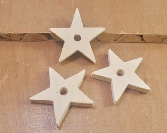 20 Stück Holzperlen, Holzsterne, Holzperlen, Sternanhänger, flache fünf Sternperlen, Sterndekoration, 58 mm