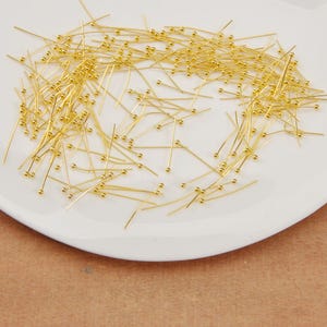 300 Pcs of Gold plated brass Ball end head pin,0.787&quot; Ball end Head,DIY Jewelry Supply--20mm