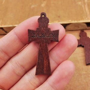 10/20/50 piezas cruces de madera, cruz de madera de café simple, colgante de encanto de cruz de madera sin terminar, cruces retro, joyería gótica, al por mayor, 49x25 mm