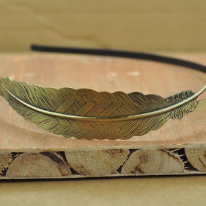 Bronze Feather metal Headband--8pcs Adjustable Feather HeadBands with bent end thin 5mm,bridal head band,wedding hair band,hair accessories.