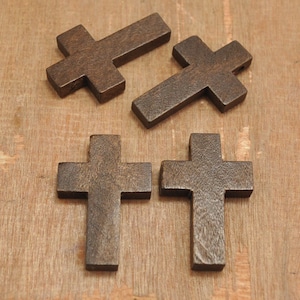 Wooden Cross Pendants - Dark Brown Natural Wood Cross Charms - Unfinished Wooden Cross for your handmade - 33x21x10mm