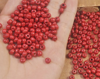 4x5mm 200pcs small Round Wooden Beads.Red wood beads.Natural Wood beads,beads craft,round beads for earrings,bracelet,necklace.