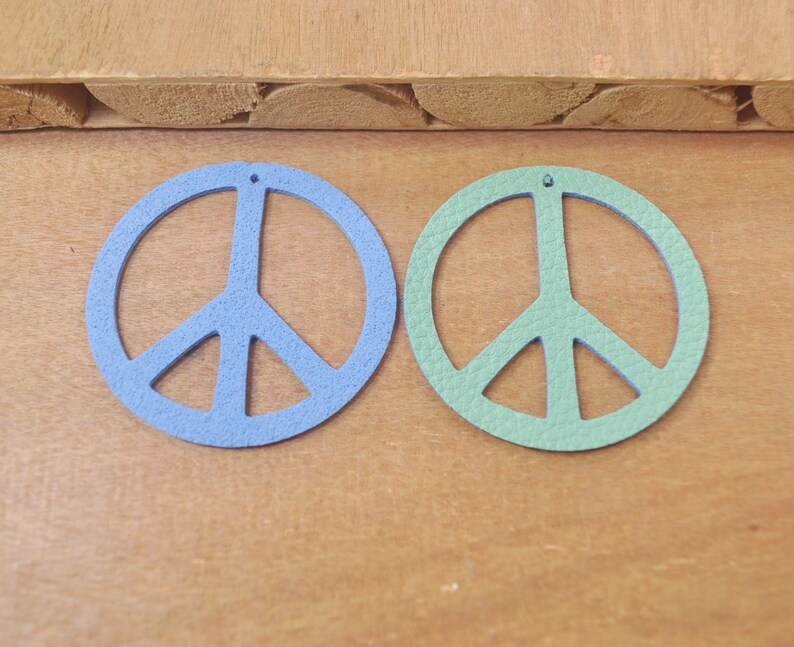 10pcs Leather Peace sign shapes For Earrings Making,Turquiose Leather Peace sign with holes,Faux leather Peace sign Die Cuts--5024#