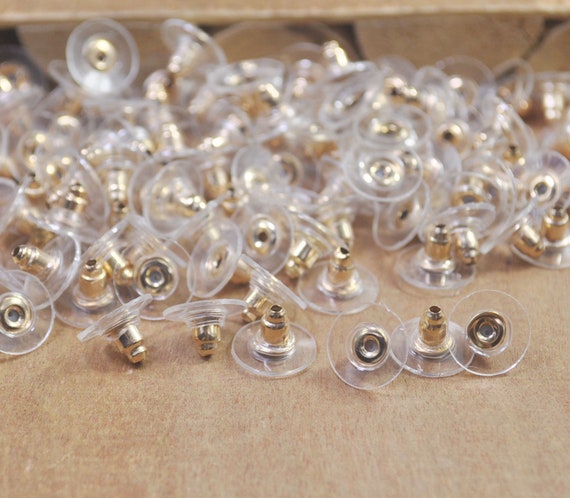100 Earring Backs in Gold Tone Round Plastic Earring Back Earring Stoppers  Ear Nut 