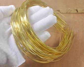 Złote opaski na głowę, 20 złotych metalowych opasek na głowę, okrągły drut metalowy 1,2 mm, pusta opaska na głowę, metalowa opaska do włosów, hurt, akcesoria do włosów DIY