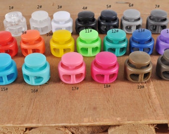 2Pcs Plastic Toggle Cord Locks, Colorful spring button toggles,Double Hole Toggle Cord Lock,elastic cord locks,Face Mask toggle lock,Cording