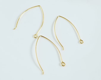 10-100 unidades de ganchos para pendientes en forma de V, chapados en oro de 18 quilates, pendientes de arco, pendientes de gancho, accesorios de latón para pendientes (33 mm)