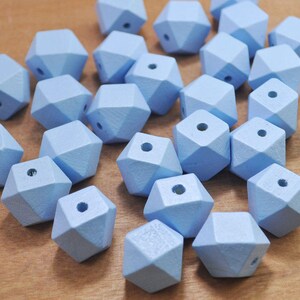 14 Hedron Geometric Figure Wood Beads,20pcs 20mm sky blue Geometric Faceted Cube Wooden Beads, Wood Beads for Crafts Jewelry -- FF3809