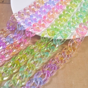 Acrylic Open Links / Big Plastic Chain Links (Red / 17mm x 23mm / 10pcs)  Rainbow Necklace Large Bracelet Kawaii Jewellery Chunky Chain F207