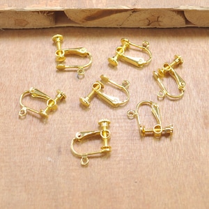 20pcs Gold Screw in Clip earring,Adjustable Screw back earring clips Gold clip earring findings non pierced earring Gold clip adaptor