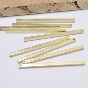 10Pcs 50mm Long Raw Brass Bar, Square Bar, Bar Necklace, Bar Pendant,bar earrings Rectangle, Nameplate Bar