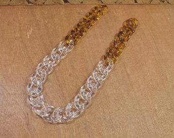 Chaîne en plastique transparente et d’impression de léopard, 27.5 » maillons de chaîne chunky, chaîne de masque, chaîne de lunettes, chaînes acryliques pour la chaîne de fabrication de bijoux