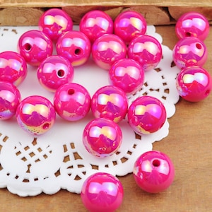 10pcs/lot 16mm Rose AB Round Beads, Iridescent Acrylic Gumball Beads, Round Spacer Beads,Bubblegum Beads,Plastic Round Bead，Jewelry beads