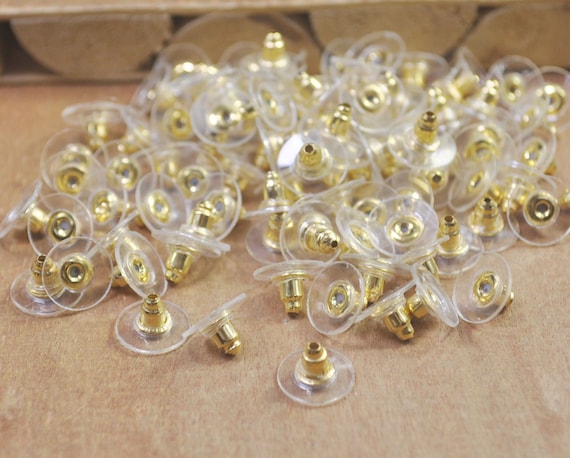 200pcs Transparent Plastic Round Disc With Silver Metal Earring