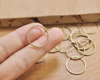 100 anneaux circulaires en bronze antique de 20 mm, fournitures pour cercles en tube rond coupé en laiton, connecteurs circulaires, cercles simples, anneaux en laiton massif -- FF3694 #