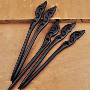 High Quality Vintage Ebony Wood hair stick,Hand fine carved wood hairpin simple smooth Black wood hair stick,Shawl Pin Fork Hair Stick