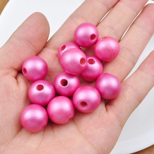 50Pcs/100Pcs 16mm Rose Pearlized Wood Beads, Round Wooden Beads,For Earrings, Bracelets,Necklace Beads, DIY Wood Craft,Jewelry Beads