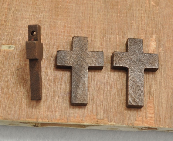 100Pcs Wood Cross Pendants Natural Wooden Small Cross Charms
