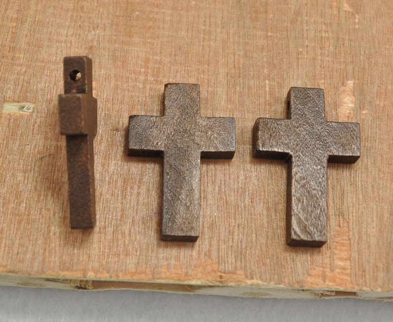 Wooden Cross Pendants - Dark Brown Natural Wood Cross Charms ...