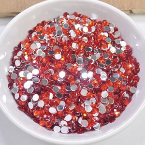 1000Pcs Red Rhinestones,Acrylic Round Rhinestones,Faceted,Flat Back,5mm Red Cabochon Rhinestones, Resin Rhinestones,  RZ13R