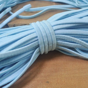 5 Yds/10 Yds Elastic Cord, 5mm width Light Blue elastic flat elastic thread,Sewing stretch string,stretch cord,Poly rubber Elastic rope.