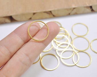 50pcs 20mm Gold Plated Circle Rings,Round Brass Cut Tube Circles Supplies,Circle Connectors,Simple Circles,Solid Brass Rings,(FF3689)