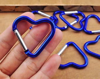 Blue Heart Carabiner Key Chain，Aluminum Carabiner Clips,Backpack Carabiners,Camping Carabina Karabiner,Carabiner Snap hook clasp spring