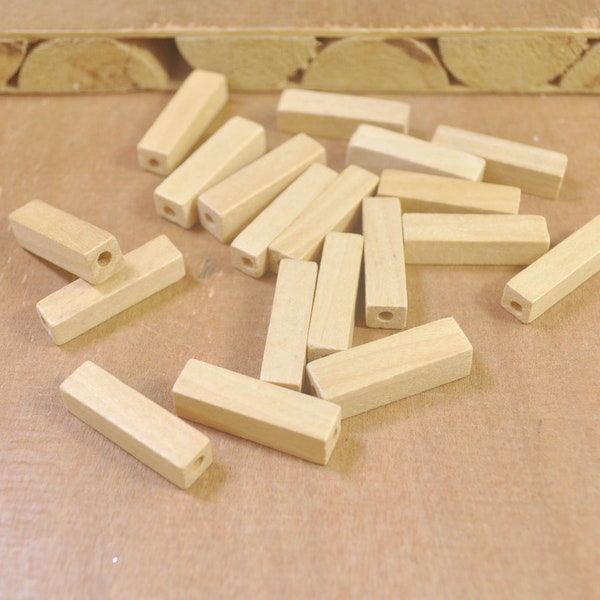 50pcs Small wood rectangle beads,natural wooden bead,Spacing Beads, 24x6mm.